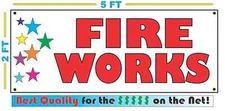 FIRE WORKS w Multi Colored Stars Banner Sign NEW Larger Size
