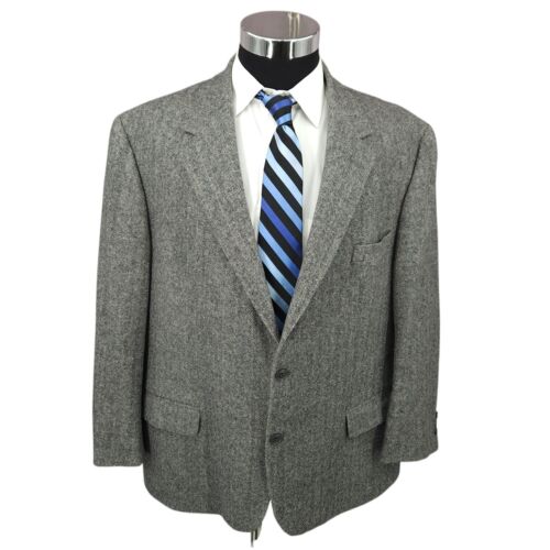 Gianfranco Ruffini Tweed Blazer Mens 48R Gray Herringbone Sports Coat Camel Hair