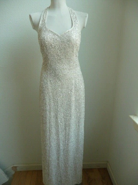 Vintage Scala Ivory 100% Silk Beaded Formal Dress | eBay