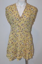 ch 🇯🇵 SIZE XL YELLOW COTTON:ON FLORAL V-NECK SLEEVELESS WRAP DRESS