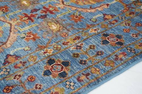 3 x 9 ft Blue Waziri Afghan Hand knotted Transitional Oriental Runner Rug - Picture 5 of 17