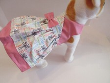 Dog harness dress Easter religious pink white crosses handmade xs
