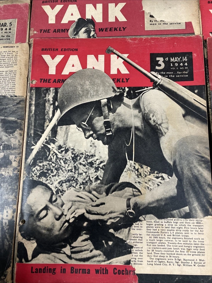 VTG Lot of 6 YANK Army Weekly Magazines 1944 British Edition (FC210-TOP-Q4103 Foto 3 de 4