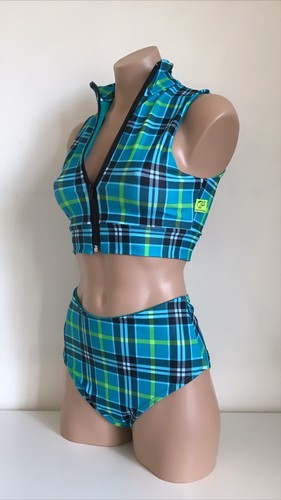 Schminke ☁️ Dream tartan plaid pole wear dance set zip vest top & bottoms plaids - Picture 11 of 18