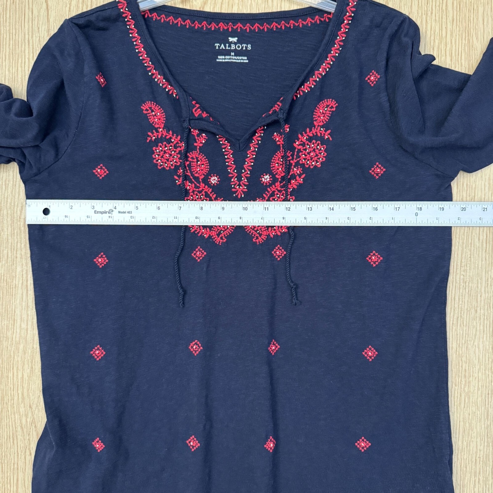 Talbots Cotton Tunic Top Embroidered Split Neck L… - image 7