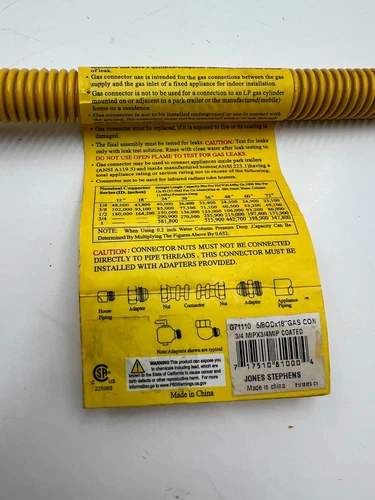 (QTY 3) Jones Stephens G71110 5/8 OD x 18" GAS CON 3/4 MIP X 3/4 MIP COATED - Picture 3 of 5