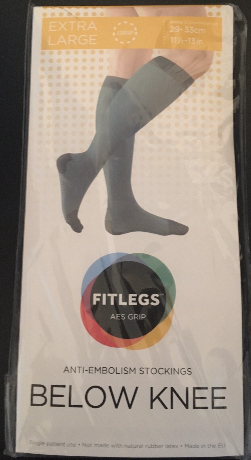 FITLEGS AES GRIP Antiembolism Stockings DVT Flight Socks BELOW KNEE X