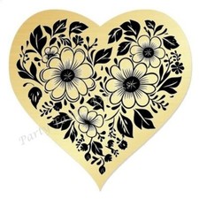 FLORAL HEART GOLD FOIL ENVELOPE SEALS LABELS STICKERS FAVORS - Heart Shaped