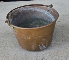 Antique E. Miller & Co Brass Kettle Pail Bucket Pot Cauldron with Handle