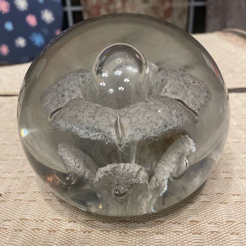 6 Lb Hand Blown Flower Paper Weight