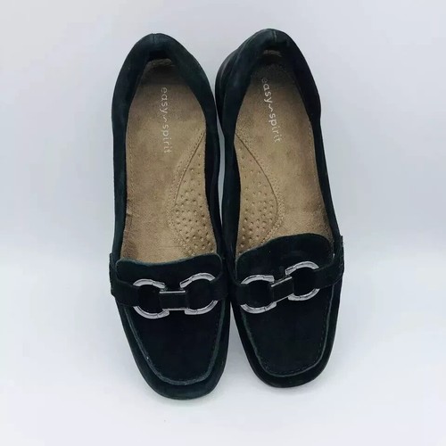 Zapatos para mujer Easy Spirit talla 6,5 M Seavienta negros gamuza mocasines planos hebilla - Imagen 4 de 8