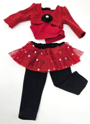 Dolly & Me Red Sparkle Shirt Black Pants w/ Tutu For 18'' Doll Fits American Girl