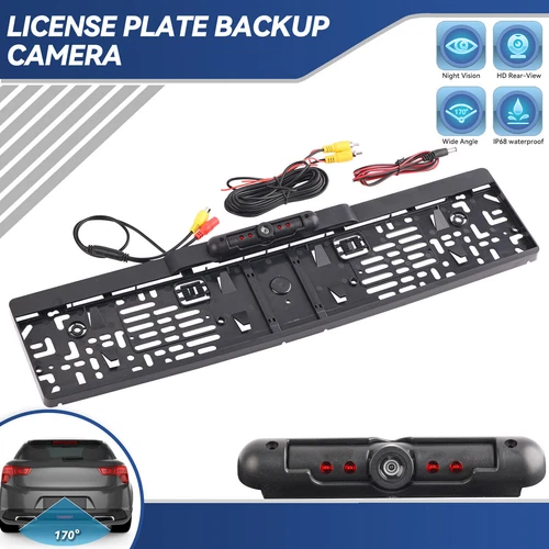 170° IR Auto LED Rückfahrkamera Kennzeichen Kabellos Einparkhilfe Nummernschild - Bild 1 von 17