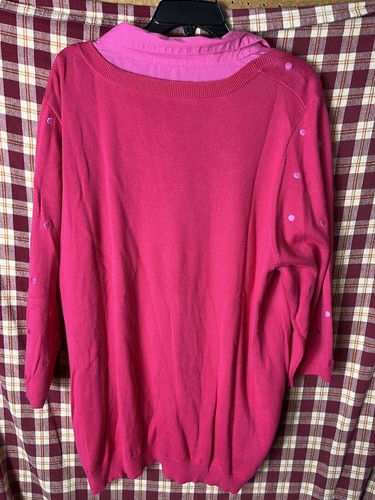 Quacker Factory gepunkteter Duett Pullover mit Webkragen Gr. 3XL rosa - Bild 8 von 8