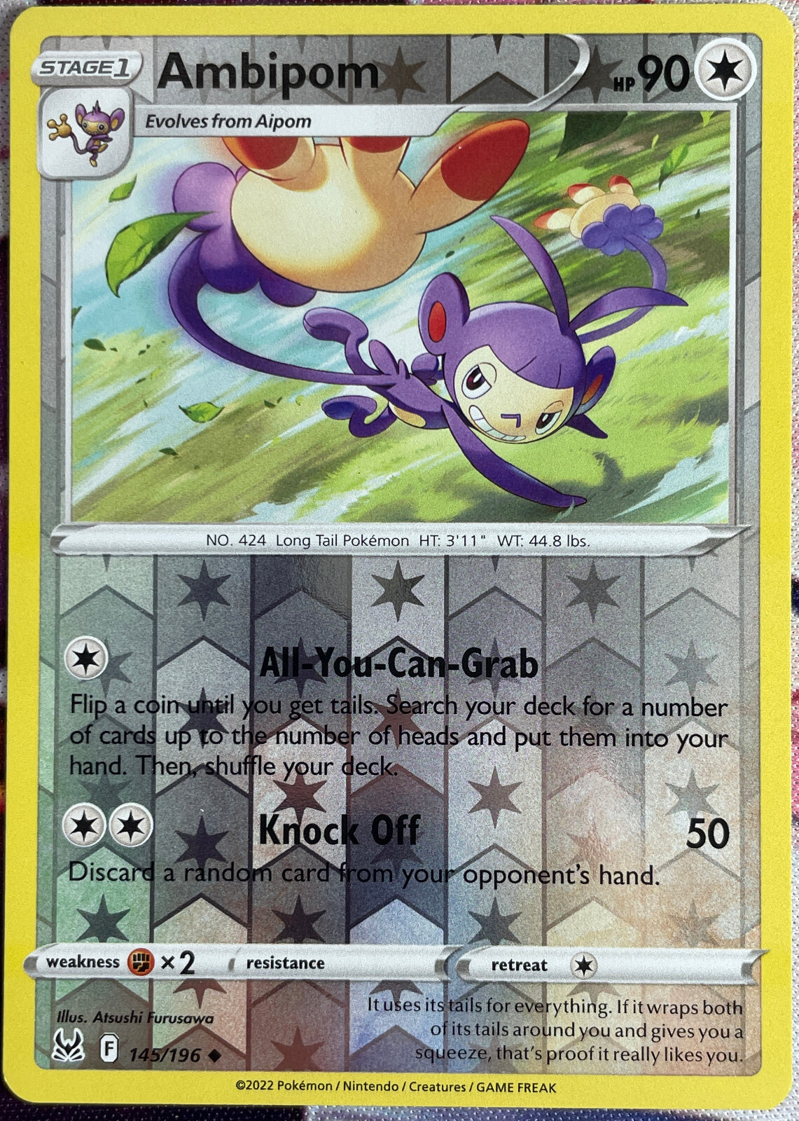 Ambipom Reverse Holo - 145/196 - Lost Origin Pokemon 2022