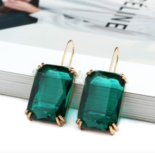 Trendy Dangle square large cubic large cubic zirconia crystal drop earrings