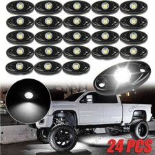 24X White LED Rock Lights Underbody Trail Rig Glow Lamp Offroad SUV Pickup Truck