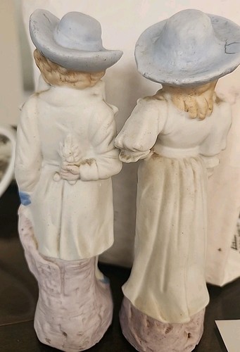 Antique German Bisque No. 90 Solid Bottom figurine Bisque 1800 1900 Gold - Picture 3 of 12