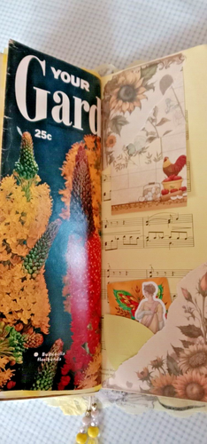 PRETTY SOFT COVER TALL SLIM STYLE JUNK JOURNAL VINTAGE YELLOW THEMED EPHEMERA - Picture 22 of 24