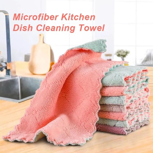 5xKitchen Cleaning Water-absorbent Dishwashing Cloth Rag Double Sided Dis🌞UK - Picture 3 of 18
