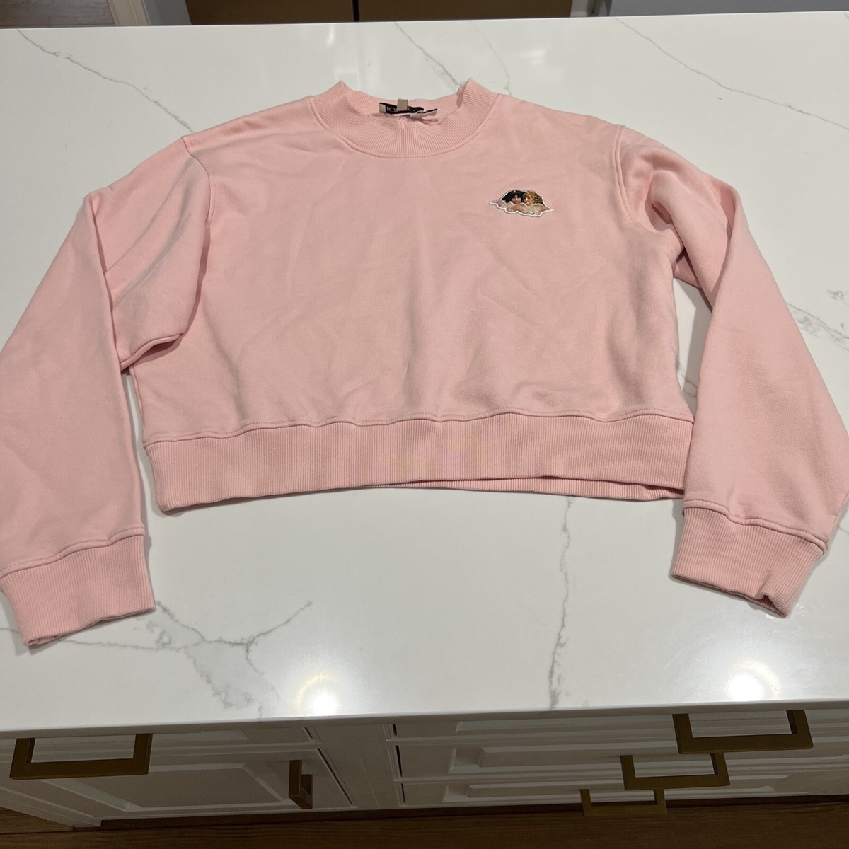 FIORUCCI ANGELS Patch Crew SWEATSHIRT ORGANIC COTTON Pink SIZE L