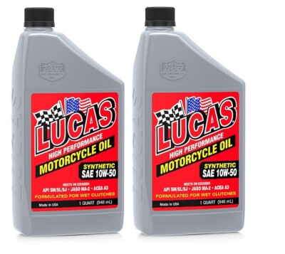 LUCAS OIL 10W-50 4-Stroke Synthetic Hi-Performance Motorcycle Engine Oil 1qt x 2