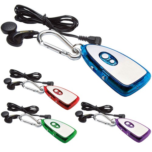 1 FM Radio w/ Earbuds Portable Carabiner Clip Keychain Light Battery Operated