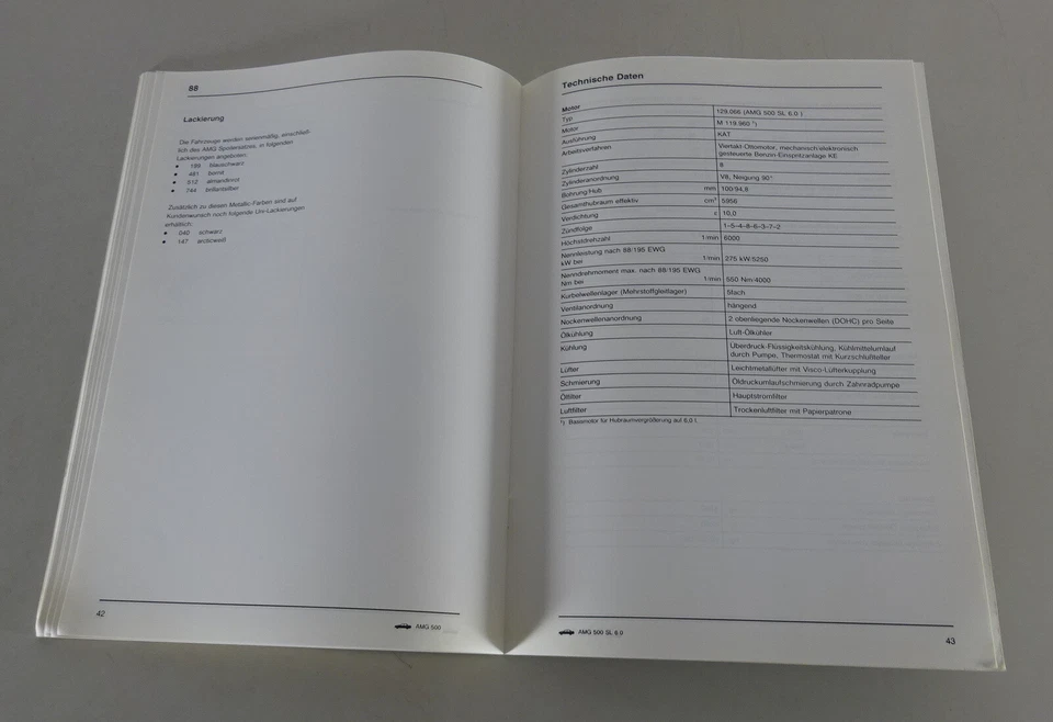 Manual de taller introducción Mercedes 500 SL 6.0 AMG R129 Roadster Stand 1991 Foto 4 de 4