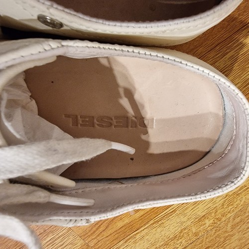 Diesel scarpe da ginnastica donna suola spessa pelle plateau UK 6 EU 39 bianco sporco sneaker - Foto 12 di 12