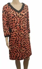 Poppy Bloom Dress Sz 0X Animal Print 3/4 Sleeve V-Neck Zip Up