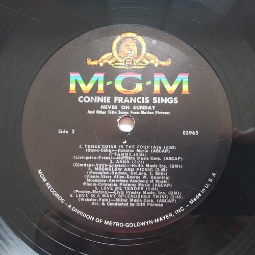 Connie Francis Sings Never on Sunday Vinyl Record LP E3965 MGM - Imagen 7 de 7