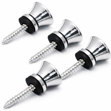 4 Chrom Electric Acoustic Guitar Strap Buttons with Screws and Pads