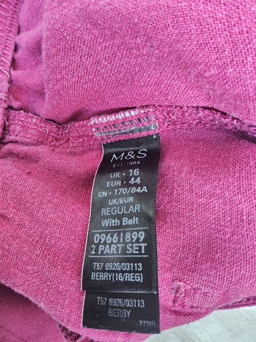 M&S Pink Linen Wide Leg Trousers UK 16 - Picture 3 of 4