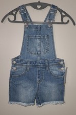 NEW GIRLS CAT JACK DENIM SHORT OVERALLS SIZE XS 4-5