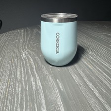 Taza de zumbido azul polvo Corkcle 12 oz triple aislamiento tapa bloqueo sin tallo vino frío
