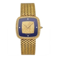 Piaget 12773D 2 Diamond Lapis Dial 18K Yellow Gold Ladies Watch