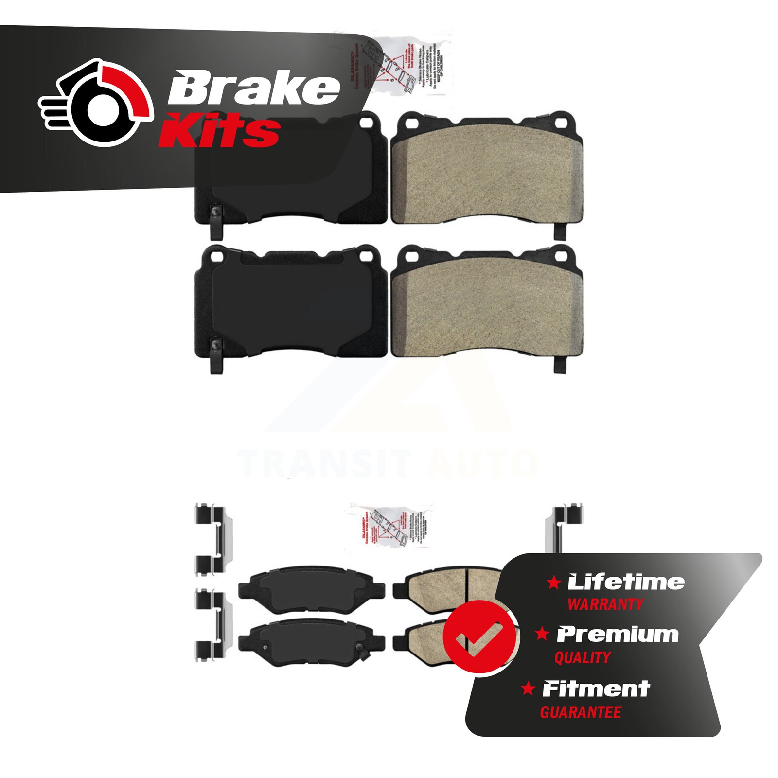 Front Semi-Metallic Rear Ceramic Disc Brake Pads Kit For 2014-2014 Cadillac CTS