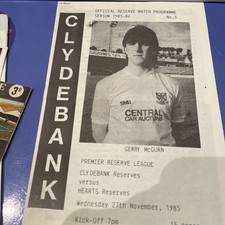 Clydebank Reserves V Hearts Of Midlothian Reserves 1985/86