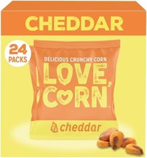 LOVE CORN Cheddar Cheese Roasted Crunchy Corn (24 x 20g) - High Fibre Snack.