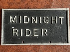 Vintage Midnight Rider Car Club Plaque Sign Hot Rat Rod Display Cast Aluminum