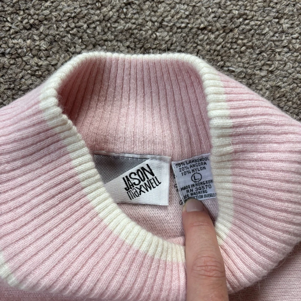 Винтажный Jason Maxwell комплект коротким рукавом большой свитер и XL юбка розовый шерсти Angora - Изображение 4 из 4