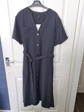 Size 18 NEXT dark grey-black belted shirt dress with pockets  BNWT