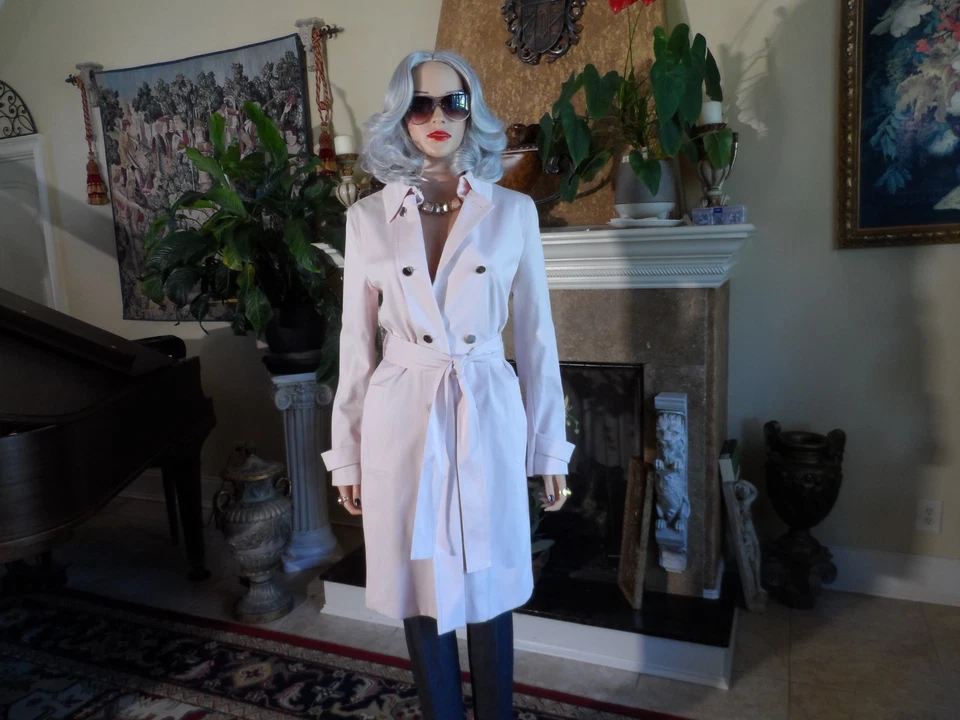 Nueva gabardina de sarga de algodón rosa rubor Escada talla DE 36- US 6 Foto 2 de 4