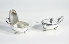 ⚜️ SALIERA PEPIERA DA TAVOLA ARGENTO 800 SET SALE PEPE CUCCHIAINI DESIGN ITALIA