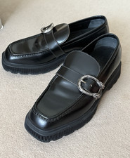 Gucci Horsebit Black Leather Women’s Loafers Slip-On Buckle UK 11.5