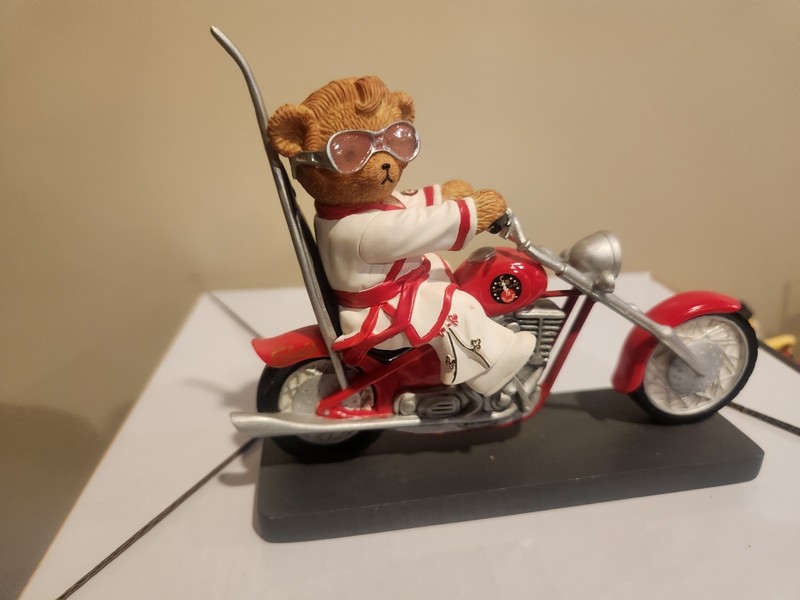 Elvis Rockin' and Wheel'in' Karate Chop-per Resin Motorcycle Sculpture, LE