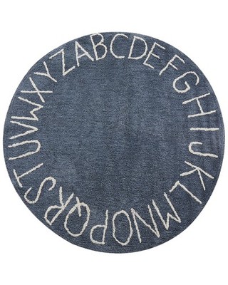 Teppich Baumwolle blau rund ø 120 cm Alphabet-Buchstaben für Kinder Boho Vurgun