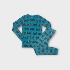 Hanna Andersson Black Spider Pattern Teal Organic Pajama Set
