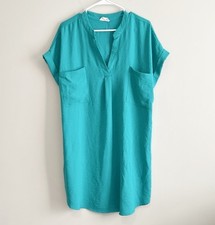 Blu Pepper Women's Boutique Button Back Popover Shirt Dress Turquoise Size 2X