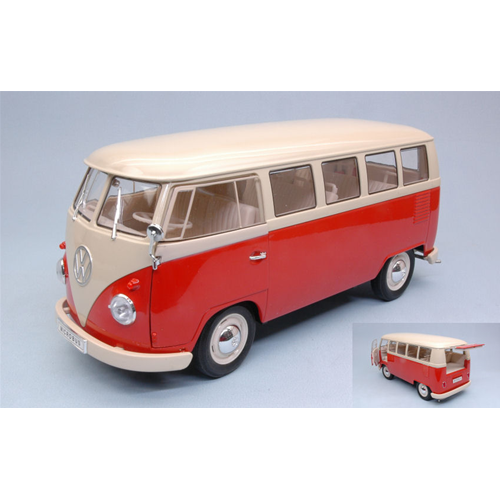 Vw T1 Bus 1963 Red With Cream Roof 1:18 Welly Auto Stradali -D- Neues Modell-image